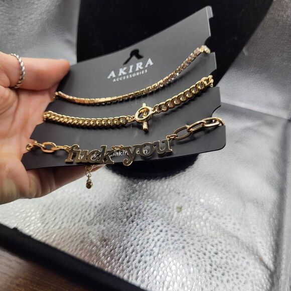 AKIRA Jewelry - NWT Akira "F*ck You" Bracelet set of 3 Bracelets